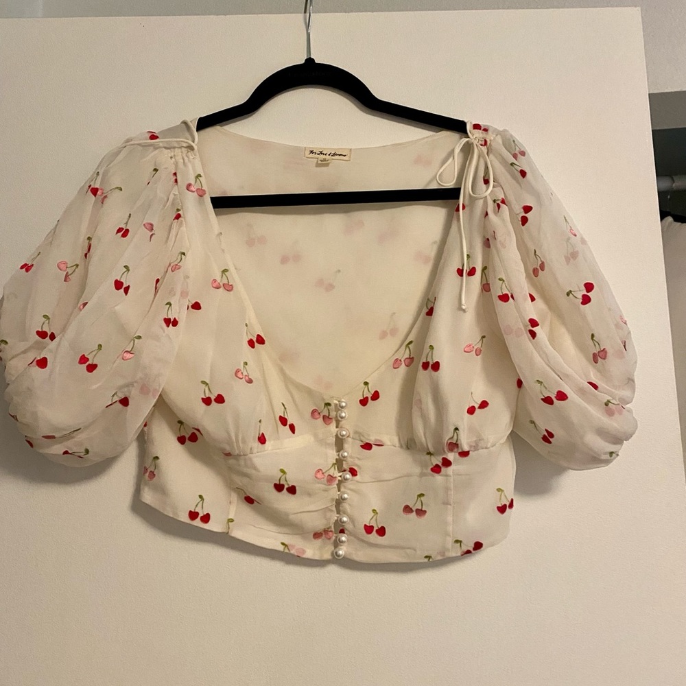 For love and lemons cherry pearl blouse